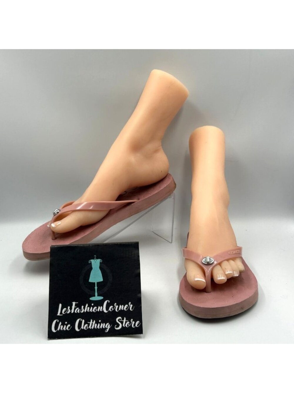 Coach Women's Blush Pink Signature Abbigail Rubber Flip Flops Size 9 3600